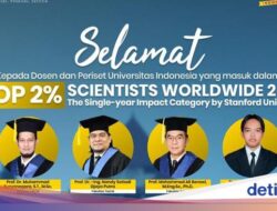 13 Peneliti UI Masuk Daftar 2% Ilmuwan Teratas Dunia 2024 versi Stanford University